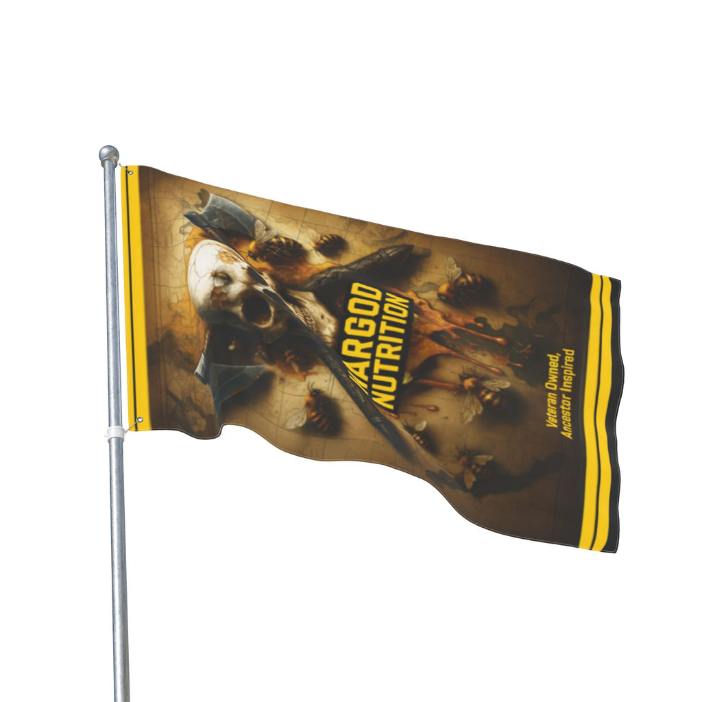 Wargod Nutrition Skull Banner Flag — Double-Sided Gym Banner for Bodybuilding & Supplement Brands