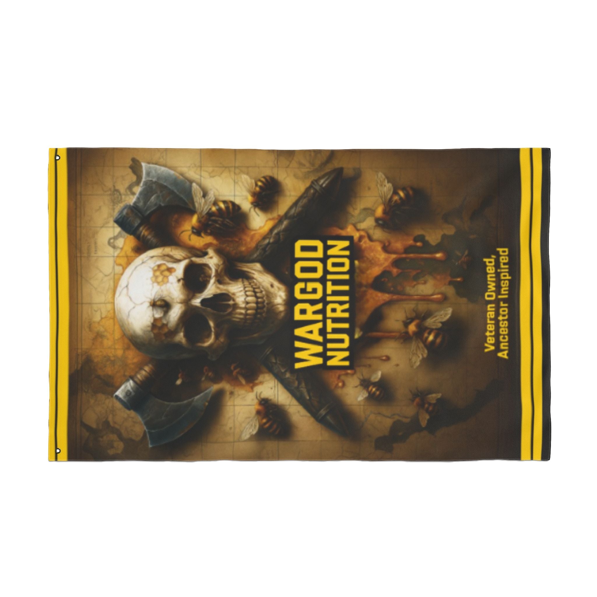 Wargod Nutrition Skull Banner Flag — Double-Sided Gym Banner for Bodybuilding & Supplement Brands