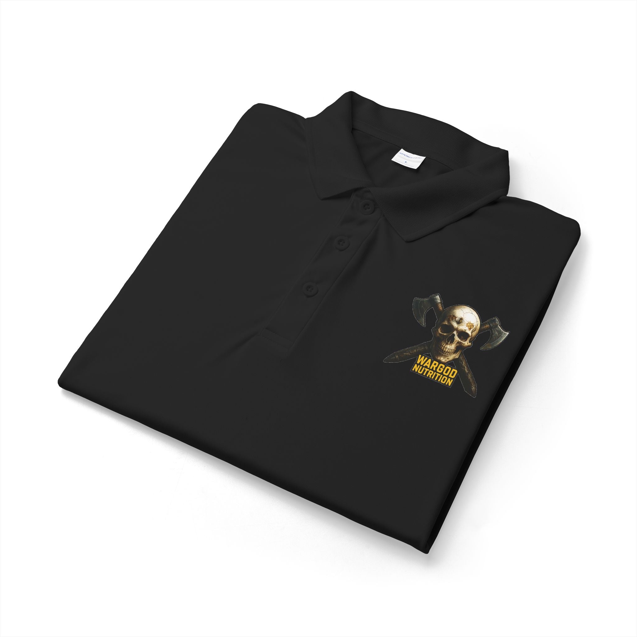 Embroidered Viking Skull Polo Shirt — Tough Norse Axe Logo