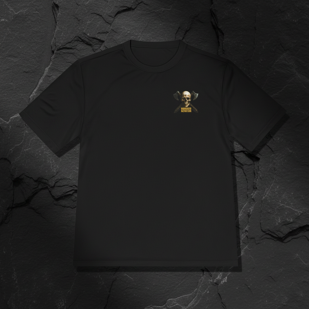 Wargod Nutrition Performance Tee on stone background